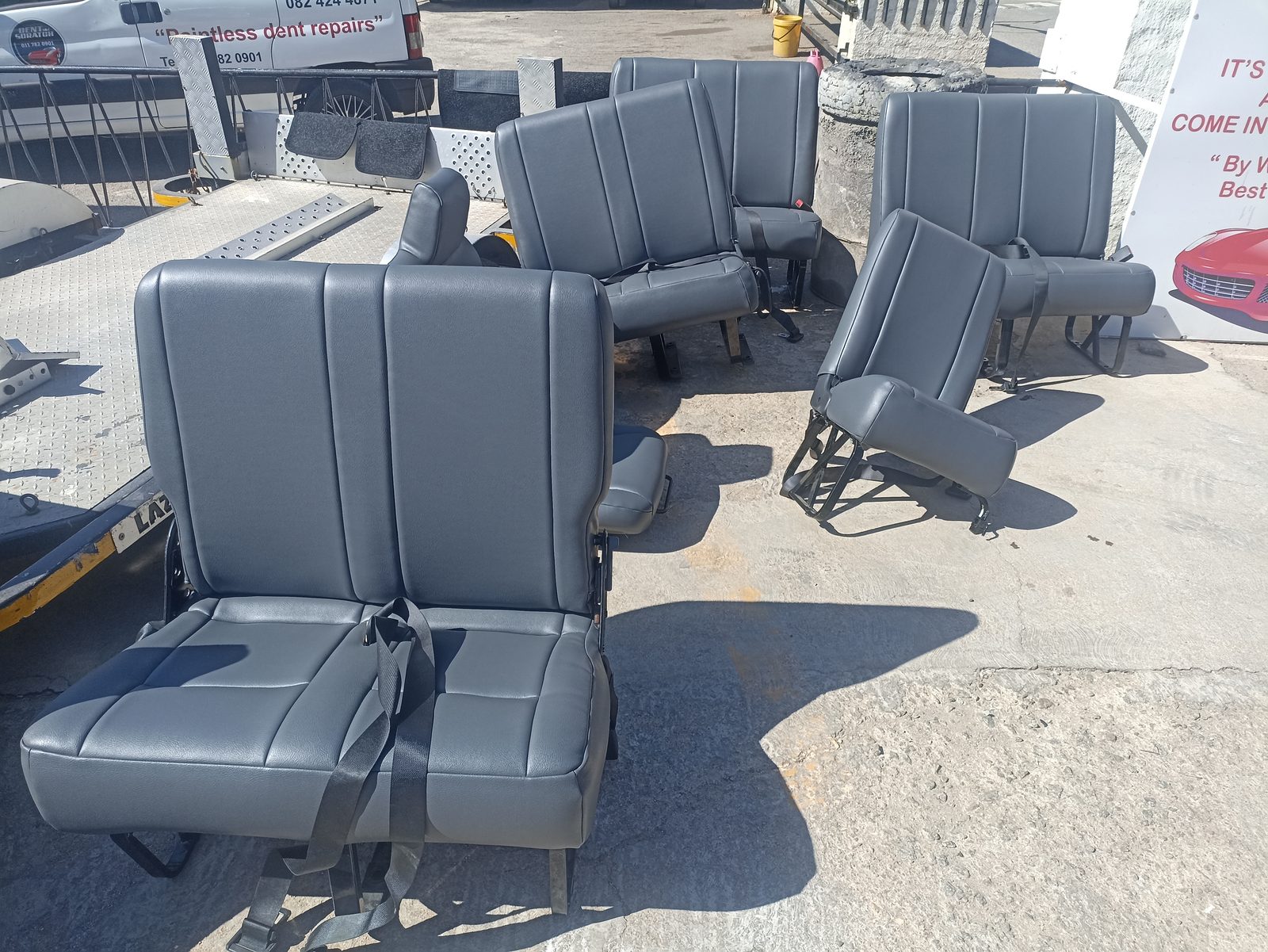 Bus seats after upholstery work
