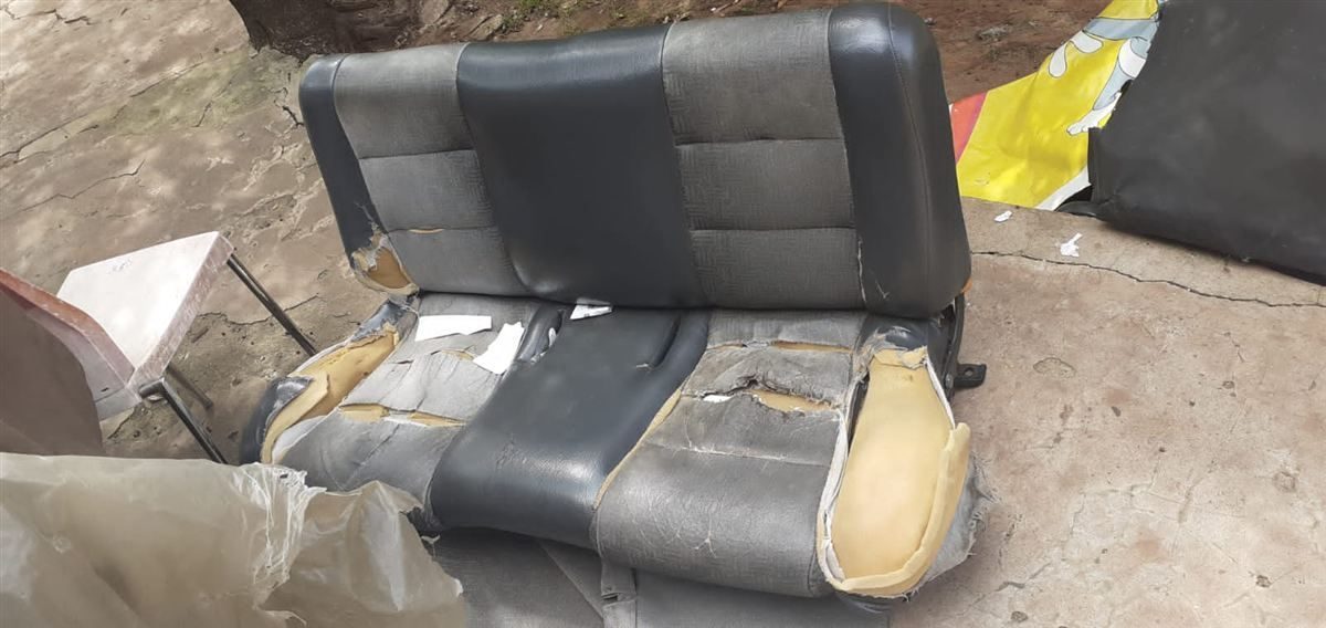 Damaged vehicle seat prepared for repair